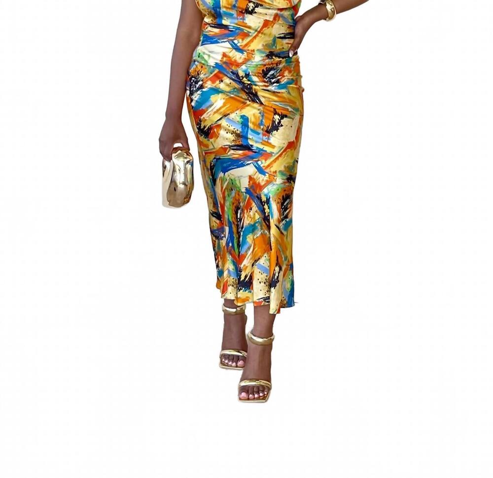 NEW LUXXEL delicious abstract print dress in multicolor